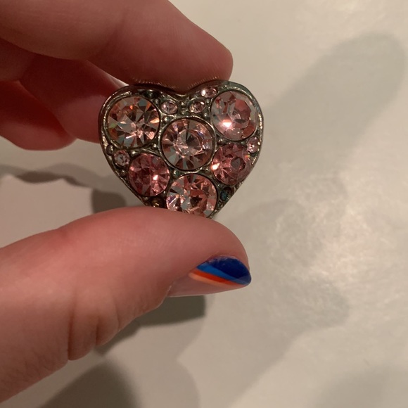 Heart Rhinestoned Clip On Earrings - Picture 4 of 6
